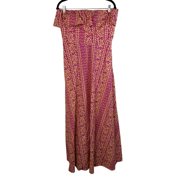 NWOT Anthropologie Kahindo Strapless Ruffled Pink & Yellow Maxi Dress Size Large - Picture 5 of 12